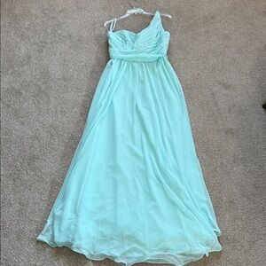 Kennedy Blue Mint Chiffon One-Shoulder Bridesmaid Dress 16